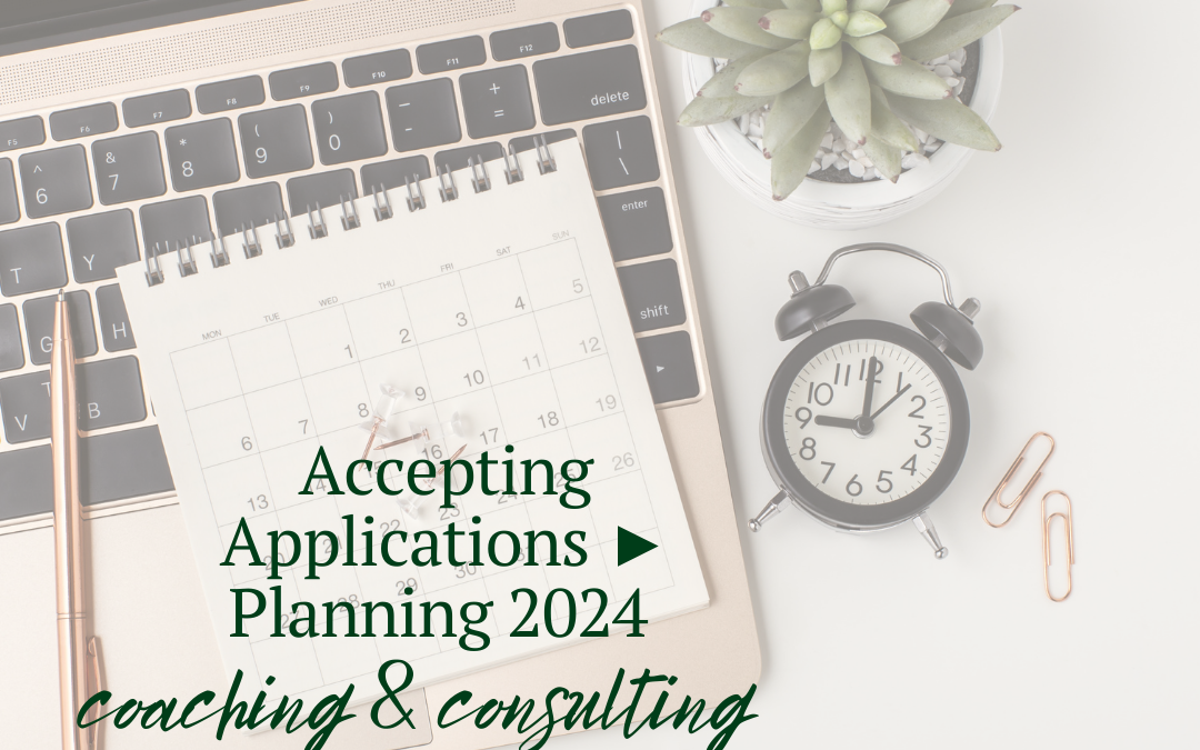 Accepting Applications ► Planning 2024 Coaching & Consulting